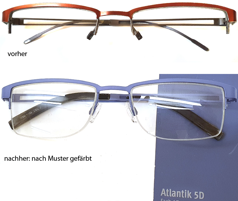 Brille lackieren galvanisieren umfärben färben